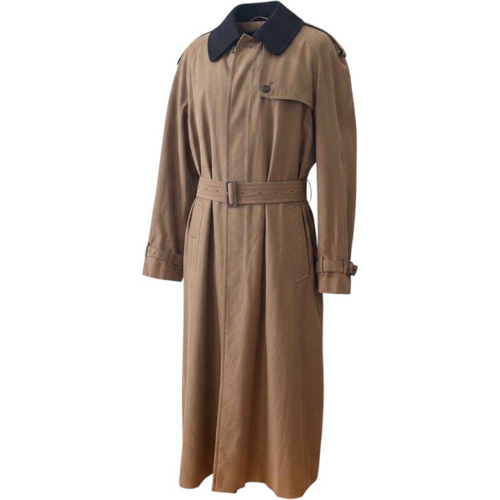 Burberry Mens Trench Coat Tan Navy w/ Removable Camel Hair Wool Liner size 50 XL